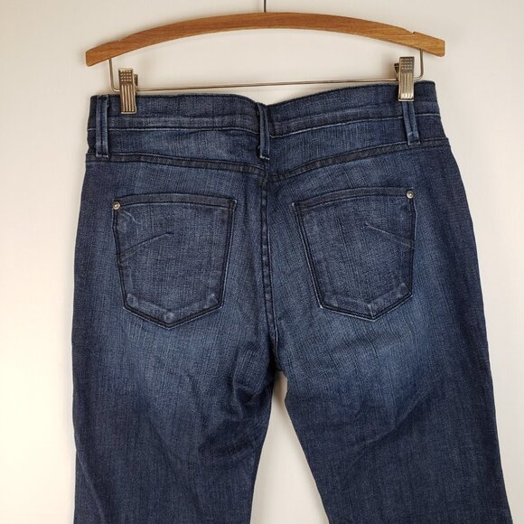 James Jeans Humphrey Wide Flare Leg Mid Rise Dry Aged Denim Dark Blue Size 31 - Picture 5 of 11